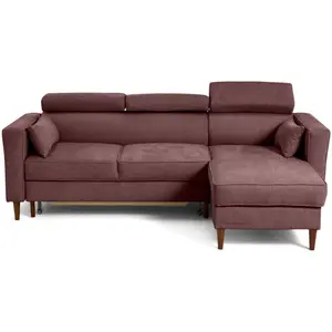 Comparateur de prix : BESTMOBILIER Canapé d'angle réversible convertible Alicante - 4 places - Tissu texturé - Prune
