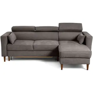 Comparateur de prix : BESTMOBILIER Alicante - canapé d'angle réversible convertible avec têtières - coffre - 4 places - en tissu texturé - Gris