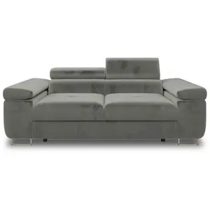 BESTMOBILIER Pablo - canapé droit 2 places avec têtières ajustables - en velours - Gris pas cher