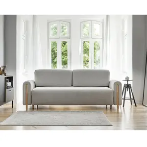 Comparateur de prix : BESTMOBILIER Glendale - canapé droit 3 places - convertible avec coffre - en tissu bouclette - Gris