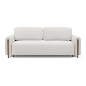 BESTMOBILIER Canapé droit convertible 3 places en tissu bouclette beige pas cher