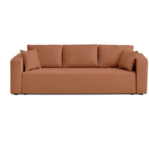BESTMOBILIER Topaze - canapé 3 places - convertible avec coffre - en tissu - Terracotta pas cher