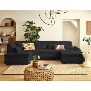 LISA DESIGN Vermont S - canapé panoramique d'angle gauche 7 places en velours côtelé TU pas cher