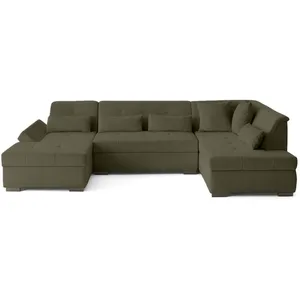 Lisa Design Vermont S - Canapé panoramique d'angle droit 7 places - Kaki pas cher