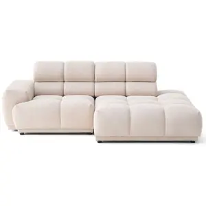 LISA DESIGN Matera - canapé d'angle droit 3 places avec têtières réglables en tissu texturé - Beige pas cher