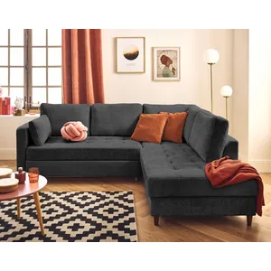 LISA DESIGN Anna - canapé d'angle droit 5 places convertible en velours texturé - Gris Anthracite pas cher