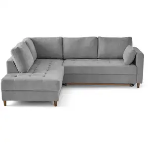 LISA DESIGN Anna - canapé d'angle gauche 5 places convertible en velours texturé - Gris pas cher
