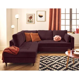 LISA DESIGN Anna - canapé d'angle gauche 5 places convertible en velours texturé - Prune pas cher