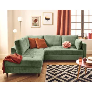 LISA DESIGN Anna - canapé d'angle gauche 5 places convertible en velours texturé - Vert sauge pas cher