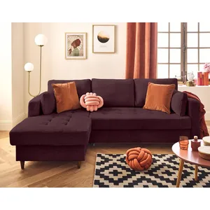 LISA DESIGN Anna - canapé d'angle gauche 4 places convertible avec coffre en velours texturé - Prune pas cher
