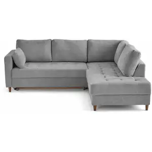LISA DESIGN Anna - canapé d'angle droit 5 places convertible en velours texturé - Gris