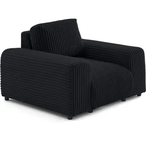 LISA DESIGN Garance - fauteuil en velours côtelé grosses côtes - Noir pas cher