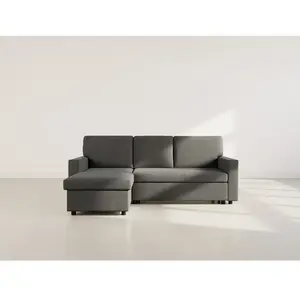 Bestmobilier Meiya - canapé d'angle réversible 4 places convertible avec coffre en tissu pas cher