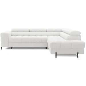 Comparateur de prix : Bestmobilier Elisa - canapé d'angle droit 5 places convertible avec coffre et têtières réglables en tissu bouclette