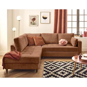 Lisa Design Anna - canapé d'angle gauche 5 places convertible en velours texturé pas cher