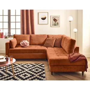Lisa Design Anna - canapé d'angle droit 5 places convertible en velours texturé pas cher