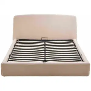 BESTMOBILIER Juliette - lit coffre - 160x200 cm - en tissu bouclette - Beige pas cher