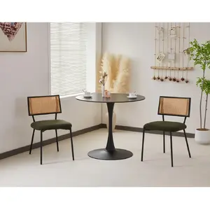 Lisa Design Luciano - lot de 2 chaises - en tissu bouclette - Vert Kaki