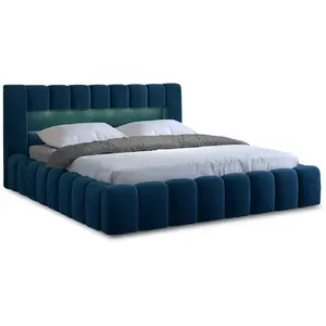 BESTMOBILIER Cleo - lit coffre - 180x200 cm - sommier inclus - en velours - Bleu canard