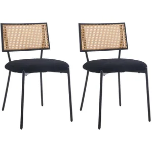 Comparateur de prix : Lisa Design Luciano - lot de 2 chaises - en tissu bouclette - Noir