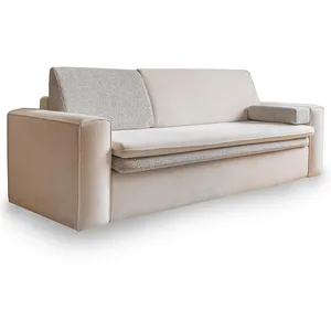 Bestmobilier Wilson - canapé droit 3 places convertible avec coffre en tissu et tissu texturé pas cher