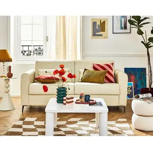 Lisa Design Owen - canapé 3 places convertible couchage quotidien matelas 12 cm en cuir vegan pas cher
