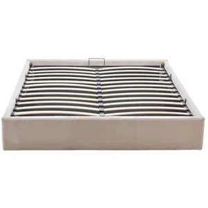 BestMobilier Isa - lit coffre - 160x200 cm - en velours côtelé - Beige