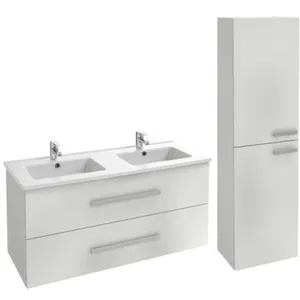 Comparateur de prix : JACOB DELAFON Meuble double vasque 120 cm Ola up + colonne de salle de bain blanc TU