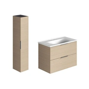 Comparateur de prix : BURGBAD Meuble vasque 90 cm Olena chêne clair + colonne de salle de bain TU