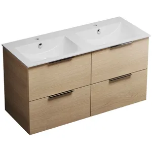 Comparateur de prix : Meuble double vasque 120 cm Burgbad Olena chêne clair