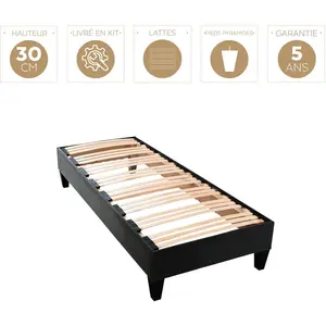 Comparateur de prix : Maison Aubertin Sommier à Lattes en KIT- Bois - Couleur Noire 90x200 CM