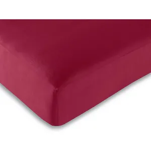 UNIVERS DECOR Drap housse toutes dimensions 100% Coton/57 fils/cm² - Rouge - 200 x 200 cm pas cher