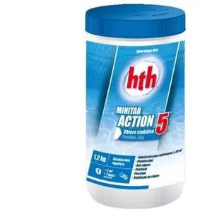 HTH ACTION 5- Chlore multifonction stabilisé - 1,2kg (pastille 20g)Vendu parcdiscount