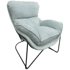Mathi Design Easy - fauteuil en velours vert d'eau clair pas cher