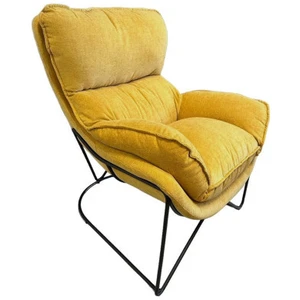 Mathi Design Fauteuil en velours jaune pas cher