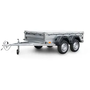 Comparateur de prix : Remorque double essieu en acier 233 cm ridelles avant/arrière ouvrante...