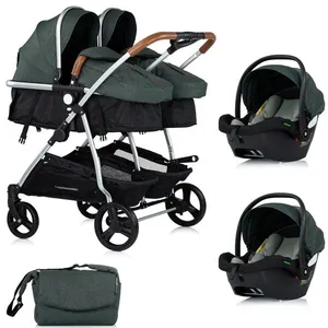 Duo smart poussette jumeaux ou enfants rapprochés largeur 79 cm    vert   + 2 cosy i-size vert