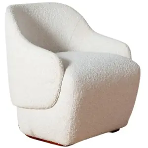 Robin des Bois PRESLEY - Fauteuil scandinave en bouclette blanc pas cher