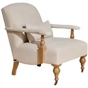 ANDREW - Fauteuil de style anglais en chêne et tissu lin, 1 place Robin des BoisVendu parconforama