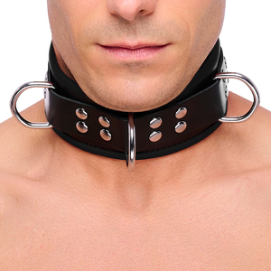 Comparateur de prix : Collier en cuir 3 Anneaux D Noir