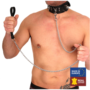 Comparateur de prix : Laisse en cuir avec Chaîne en métal 1m 