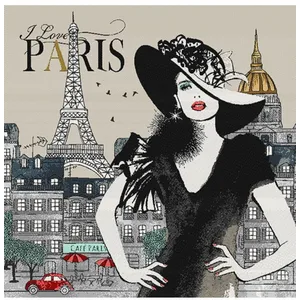 GENERIQUE Tissu carré jacquard 48 cm x 48 cm j'aime Paris(...) - Ecru