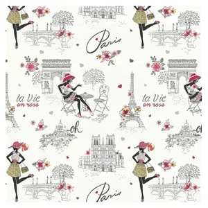 GENERIQUE Tissu jacquard tissé Paris CHIC vendu au mètre(...) - Ecru/rouge Ecru