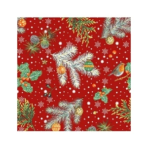 GENERIQUE Tissu coton Noël rouge gorge vendu au mètre(...) -