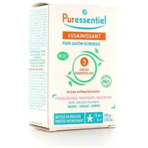 Puressentiel Pain Savon Surgras aux 3 Huiles Essentielles Bio 100g pas cher