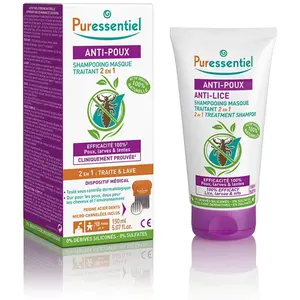 Comparateur de prix : Puressentiel Anti-Poux Shampoing Masque Traitant 2 en 1 150ml + Peigne