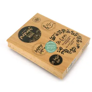 Florilèges Design Tampon bois Happy life 10 x 13 cm