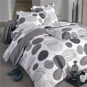 Becquet Housse de couette pastille rayées - Gris pas cher