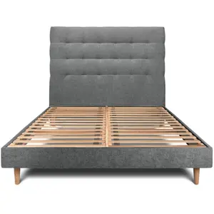 Comparateur de prix : Prestige Literie Lit avec tête de lit capitonnée tissu et sommier kit Gris anthracite