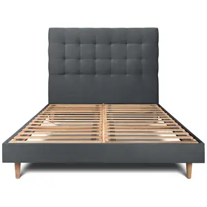 Comparateur de prix : Prestige Literie Lit 180x200cm Avec Tête De Lit Capitonnee Velours Et Sommier Kit Gris Anthracite - Hauteur Totale : 29cm